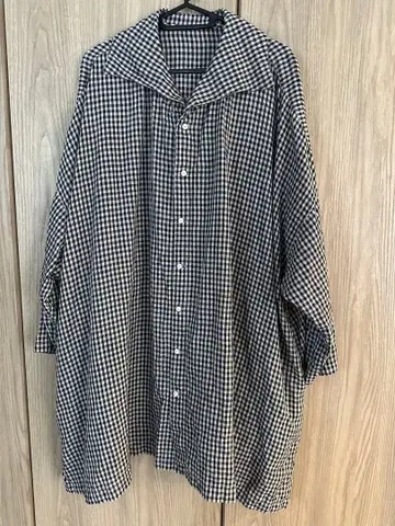 nest Robe 새상품급 린넨 깅엄 윙카라 빅 셔츠