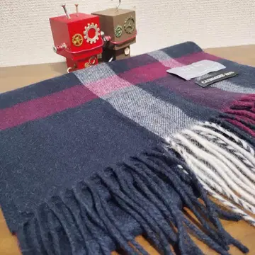 [ 새상품급 ] 바이어 캐시미어 머플러 빨간색 블랙 체크 무늬 BUYER