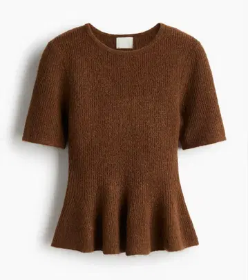 [ 새상품 ] H&M 리브 니트 페플럼 상의