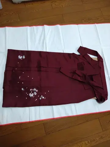 벚꽃 자수 하카마 4색 대응 반폭 오비 복조리