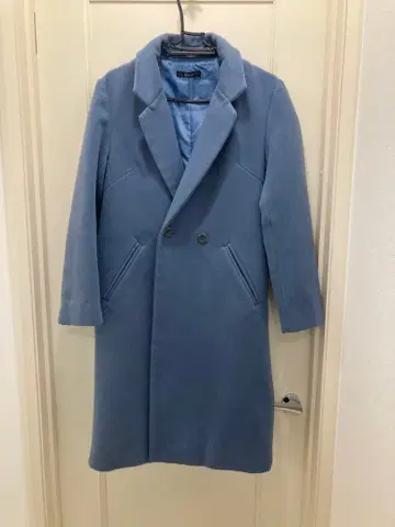 IMAGE 라이트 블루 더블 브레스트 체스터 코트