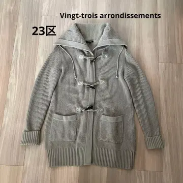 23구 니트 후드 롱 가디건 더플 모 100% M 사이즈