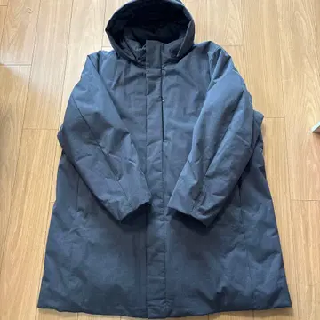 UNIQLO 하이브리드 다운 코트 그레이 롱 기장 다운 자켓