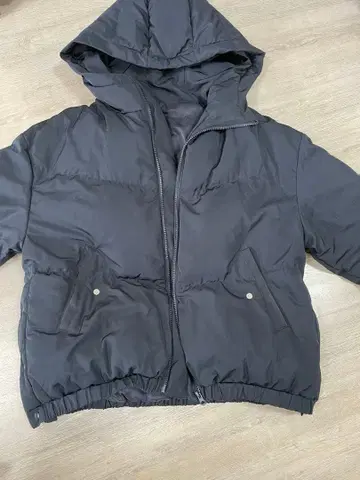 네이비 다운 자켓 후드 부착