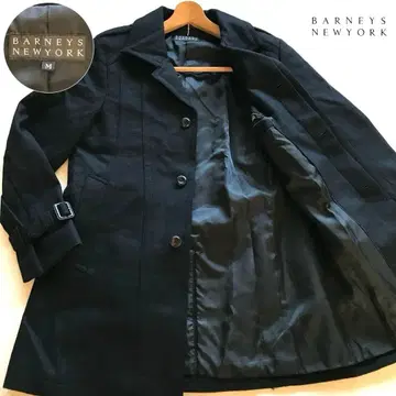 새상품급/L 상당 바니스뉴욕 벨티드 코트 울 블랙