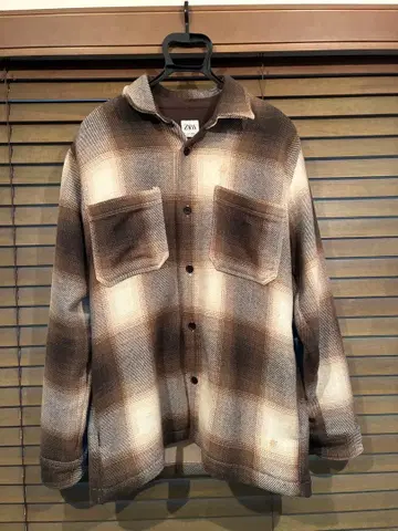 ZARA 브라운 체크 셔츠 자켓 L
