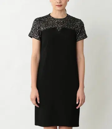 EPOCA 에포카 원피스 드레스 스팽글 블랙 40 반팔