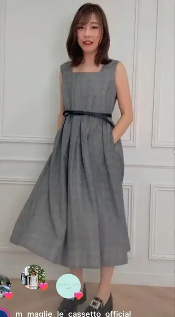 택 포함 미사용 새상품 마리엘 카세트 글렌체크 원피스