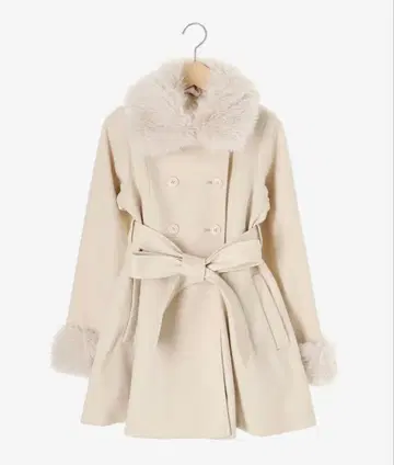 2way 인조 모피 칼라 플레어 코트 아이보리 M