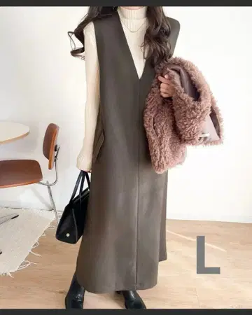 classicalelf 포켓 부착 V넥 원피스 롱 기장