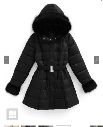 벨트 포함 퍼 다운 코트[kd13] M 사이즈