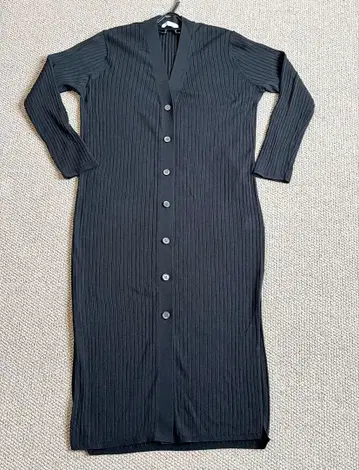 PLST 플라스테 블랙 하이 게이지 린넨 블렌드 롱 가디건