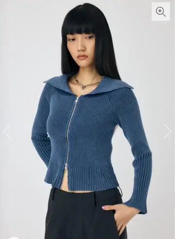 zip 마우지 코튼 니트 블루 컬러 유리냐 착용