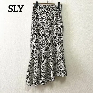 SLY 스커트 맥시 길이 레오파드 머메이드 베이지 블랙 M