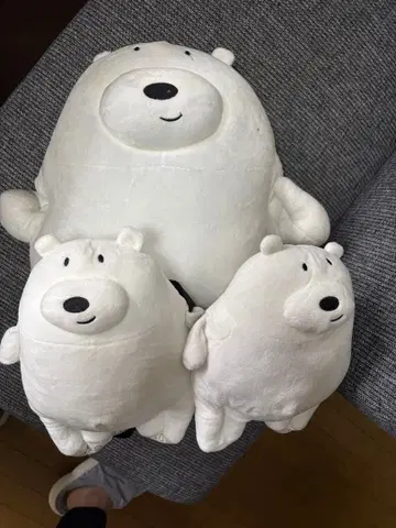 스키 보호구 화이트 베어 봉제 인형 3개 세트