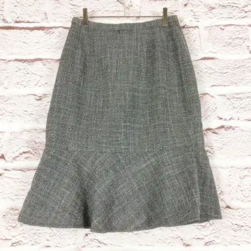 r409 그레이 플레어 롱 스커트 트위드풍 SS~S