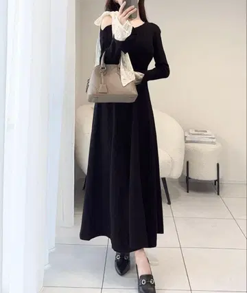 mily bilet 레이스 리본 사용 원오프 쇼트 니트 원피스 택 포함