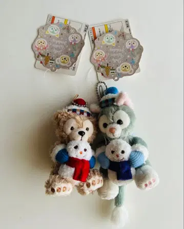 미사용 디즈니 윈터 홀리데이 봉제 인형 스트랩 세트