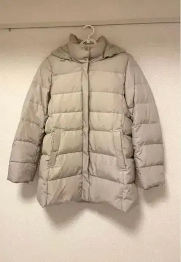 GLOBAL WORK 후드 부착 다운 자켓 베이지 L