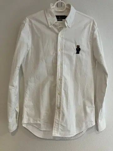 랄프 로렌 화이트 긴팔 셔츠 자수 곰 디자인