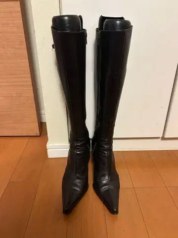 다크 브라운 가죽 롱 부츠