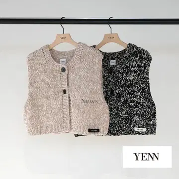 YENN 새상품 MIX 핸드 니트 베스트 몰얀 (베이지)