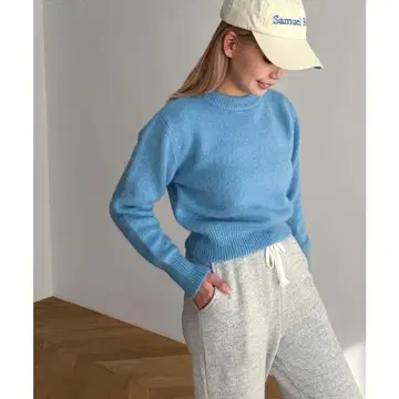 El mar 기모 컴팩트 크루 니트 (블루)