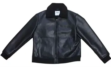 ZARA 인조 가죽 보아 옷깃 봄버 자켓 블랙 사이즈 XL