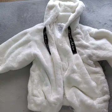 핑크 라떼 퍼 자켓 후드 자켓 화이트 지뢰계 겉옷 M