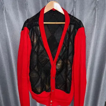 시모키타자와 AYNE 가죽 가디건 리메이크 재구축 니트 가디건 구제 의류