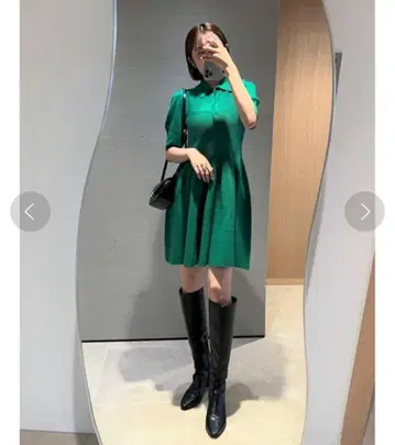 SNIDEL 스트럭처 니트 폴로 원피스