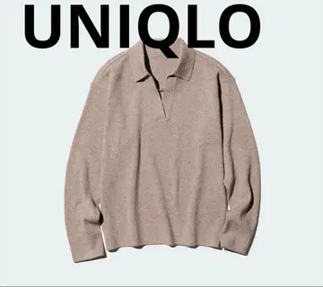 UNIQLO 워셔블 리브 니트 폴로 스웨터 카키