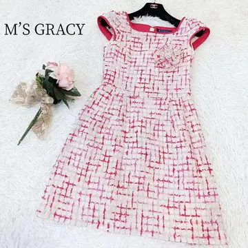 [엠즈 그레이시] 롱 원피스 코사지 트위드 플레어 성숙/러블리