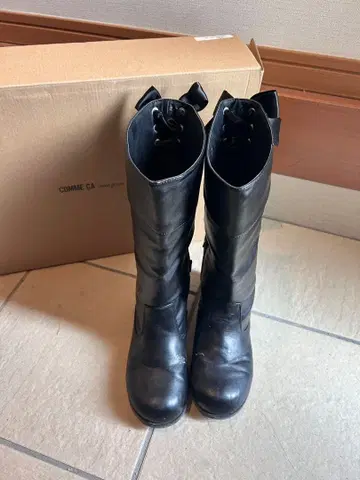 COMME CA 블랙 가죽 롱 부츠