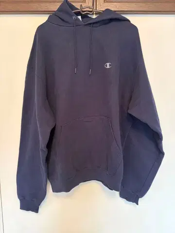 Champion 네이비 후드 부착 후드티 L 사이즈