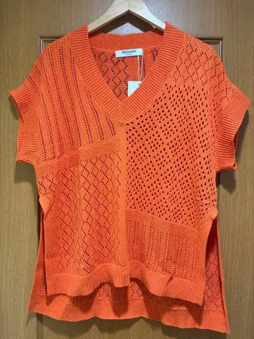퍼슨즈 PERSON'S 베스트 니트 스웨터 오렌지 V넥