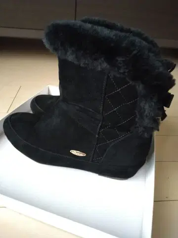 Feroux 페루 숏부츠 리본, 퍼 L 24cm 블랙