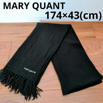 MARY QUANT 대형 머플러 프린지 원포인트 로고 스톨