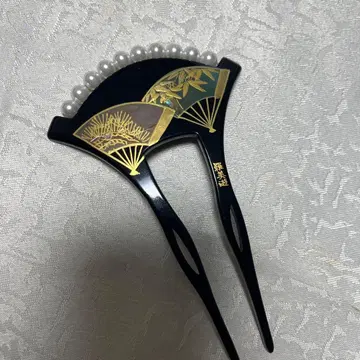 부채 디자인 헤어콤 블랙