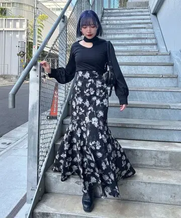 [ Mavie..7 ] 완판템 이후 레이스 UP 머메이드 스커트 꽃무늬