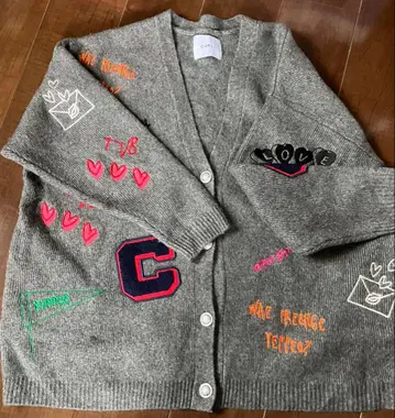 코엘 자수 가디건 그레이