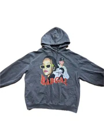 BADGAL 프린트 그레이 후드티 빈티지