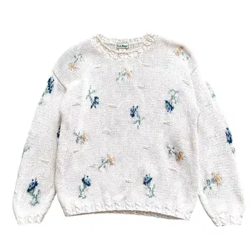 새상품급 90s 빈티지 L.L.Bean 핸드메이드 니트 꽃무늬