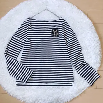 매디슨 블루 보트넥 롱T 긴팔 보더 상의 와펜 XS