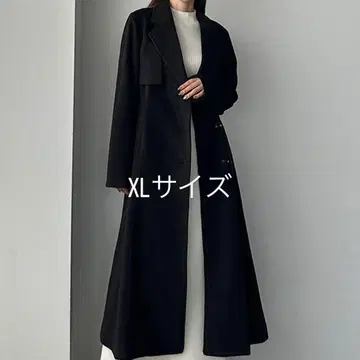 Louere 2way 허리 쉐이프 플레어 체스터 코트 블랙 XL