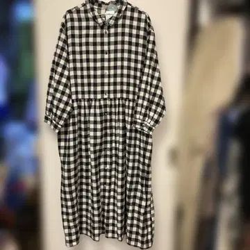 사만사 모스모스 패턴 모듬 셔츠 원피스 *블랙