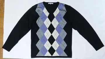 유나이티드 애로우즈 UNITED ARROWS 블랙 아가일 V 니트