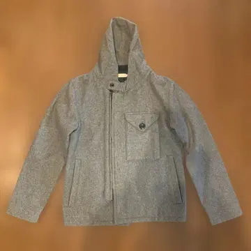 그레이 후드 부착 더플 코트