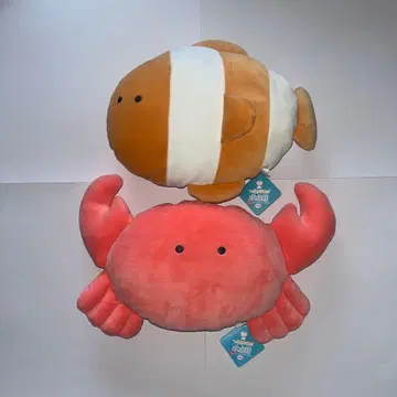 동글동글 눈의 수족관 게 & 흰동가리 봉제 인형 미사용 새상품