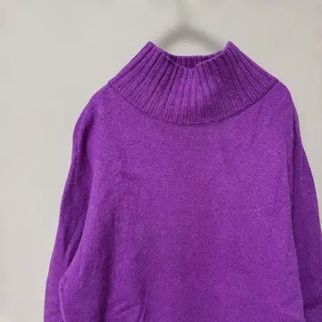 세컨드 노리즈 하이넥 오버 사이즈 니트 스웨터 (M) 퍼플 무지